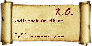 Kadlicsek Oriána névjegykártya
